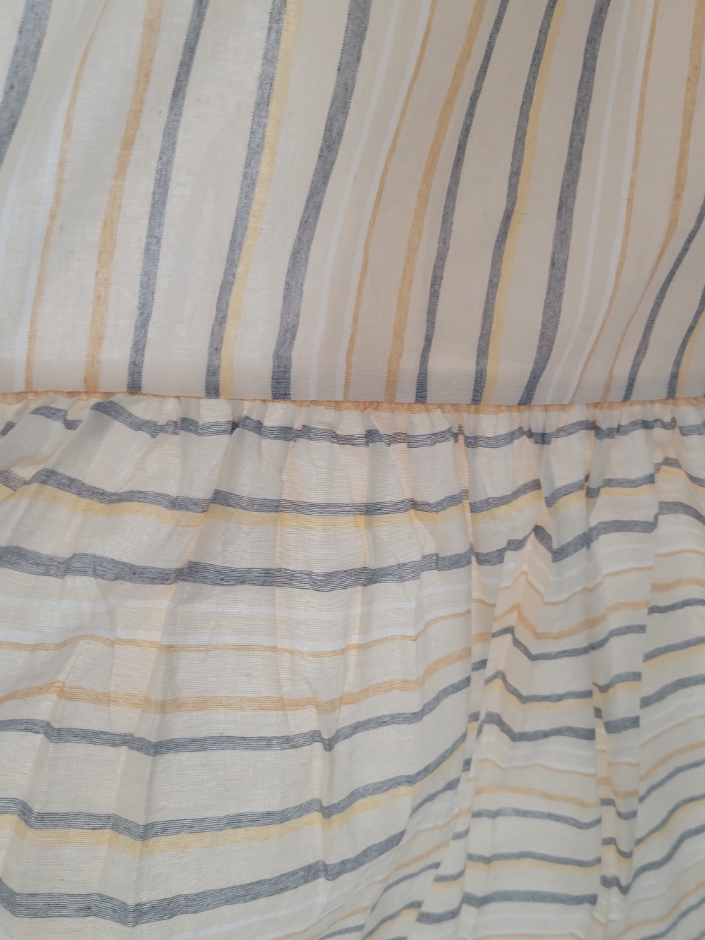 Smocked Mixed Stripe Sleeveless Cotton Ruffled Midi Dress - Picture 4 of 5